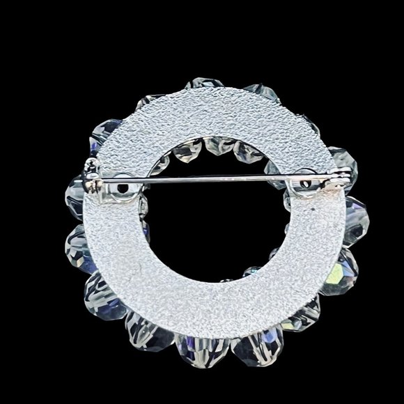 Vintage Silver Tone Aurora Borealis Wreath Brooch (5012) - Picture 4 of 4